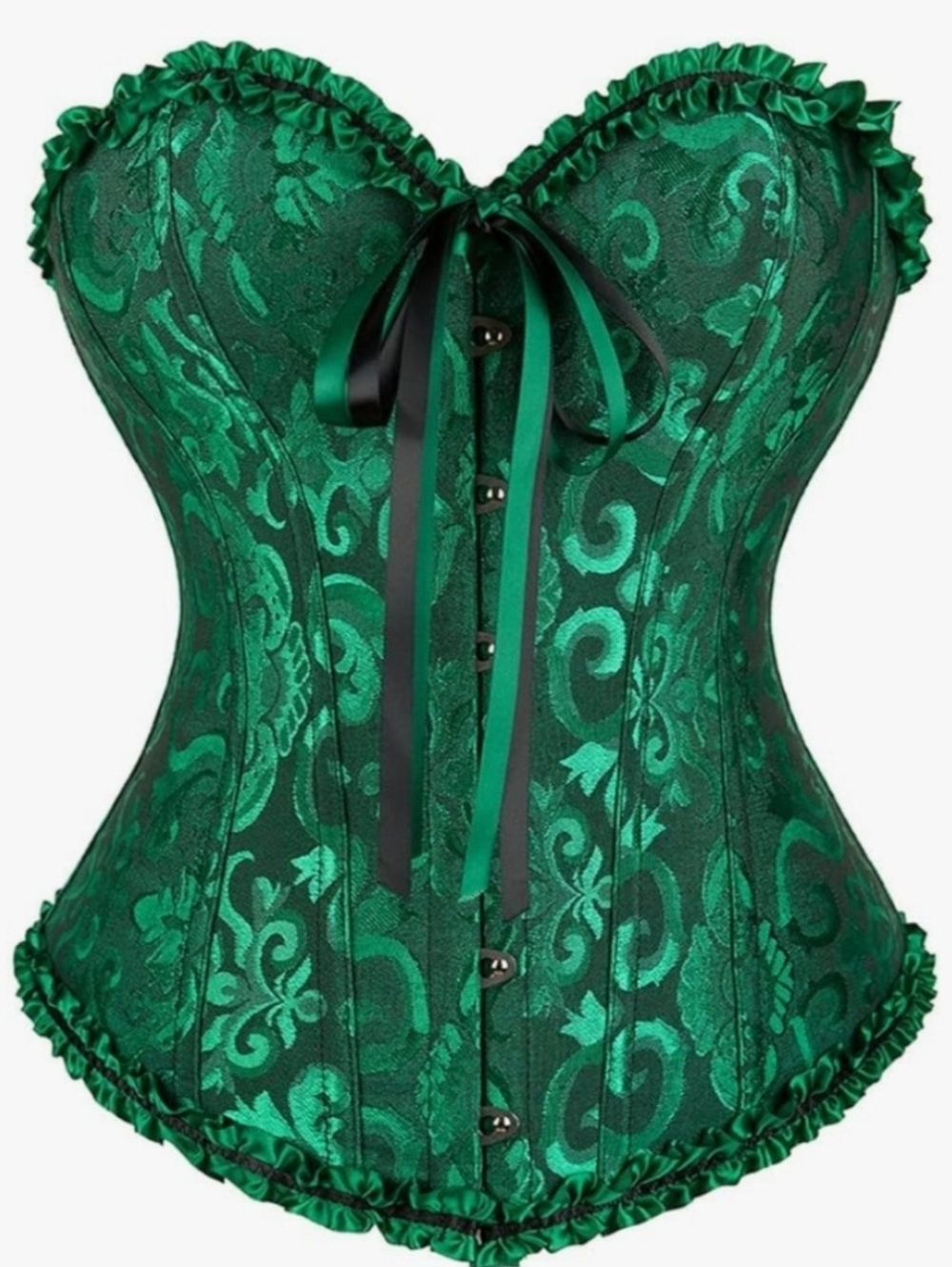 Women's Lace Up Boned Overbust Corset Bustier Lingerie Bodyshaper Top